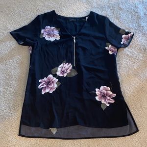 Dynamite Zipper Front Floral Top
